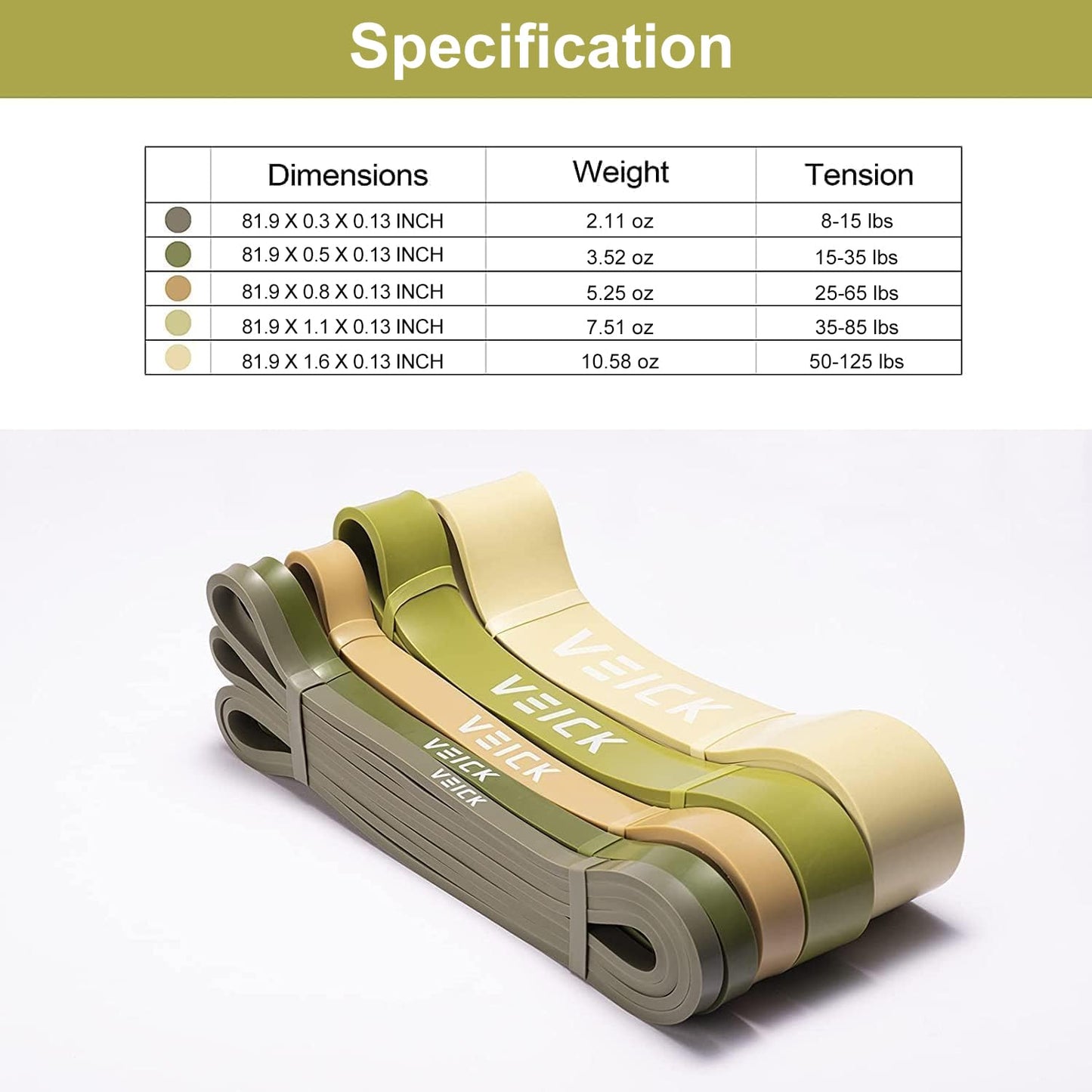 VEICK Resistance Bands for Working Out, Exercise Bands, Workout Bands, Pull Up Assistance Bands, Long Heavy Stretch Bands Set for Men and Women, Power Weight Gym at Home Fitness Equipment