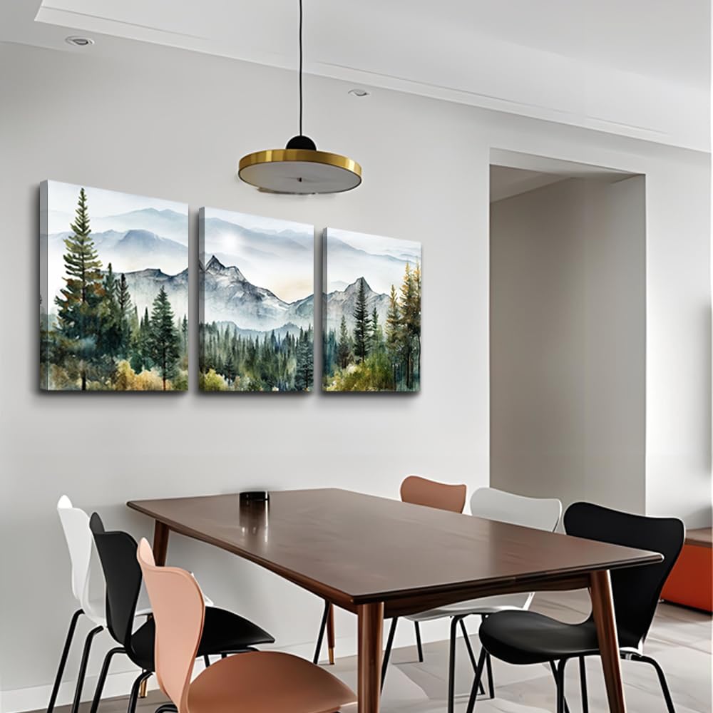 DZRWUBHS Large Wall Art for Living Room Wall Decor for Bedroom Office Decor Abstract Mountain Forest Landscapes Ink Painting Framed Canvas Art Prints Ready to Hang Wall Pictures Modern Home Decor