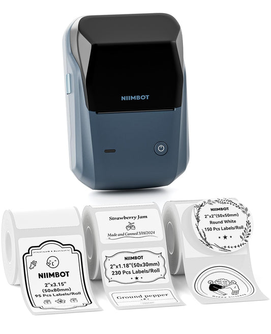 NIIMBOT B1 Label Maker Machine with Tape, Thermal Label Printer Easy to Use for Office, Home, Business, 2 Inch Label Maker with 2'' x1.18'' Labels-230pcs/Roll