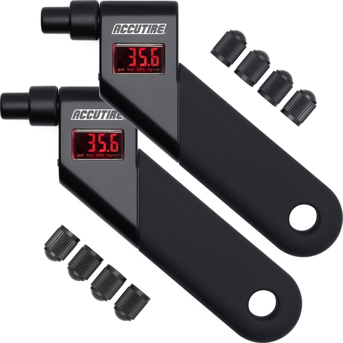 Accutire MS-4021B Digital Tire Pressure Gauge with 4 Valve Caps, 5-150psi (psi, bar, kPa, kg/cm2)