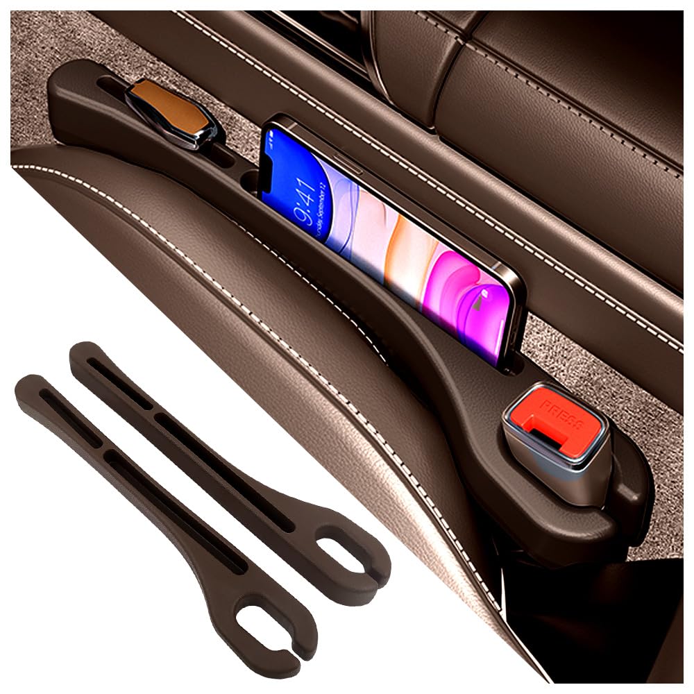 2PCS Car Seat Gap Filler Organizer with Phone Holder,[Upgrade Version] Car Seat Gap Organizer for Prevent Falling,Essential Car Accessories Car Side Seat Gap Filler (Black)