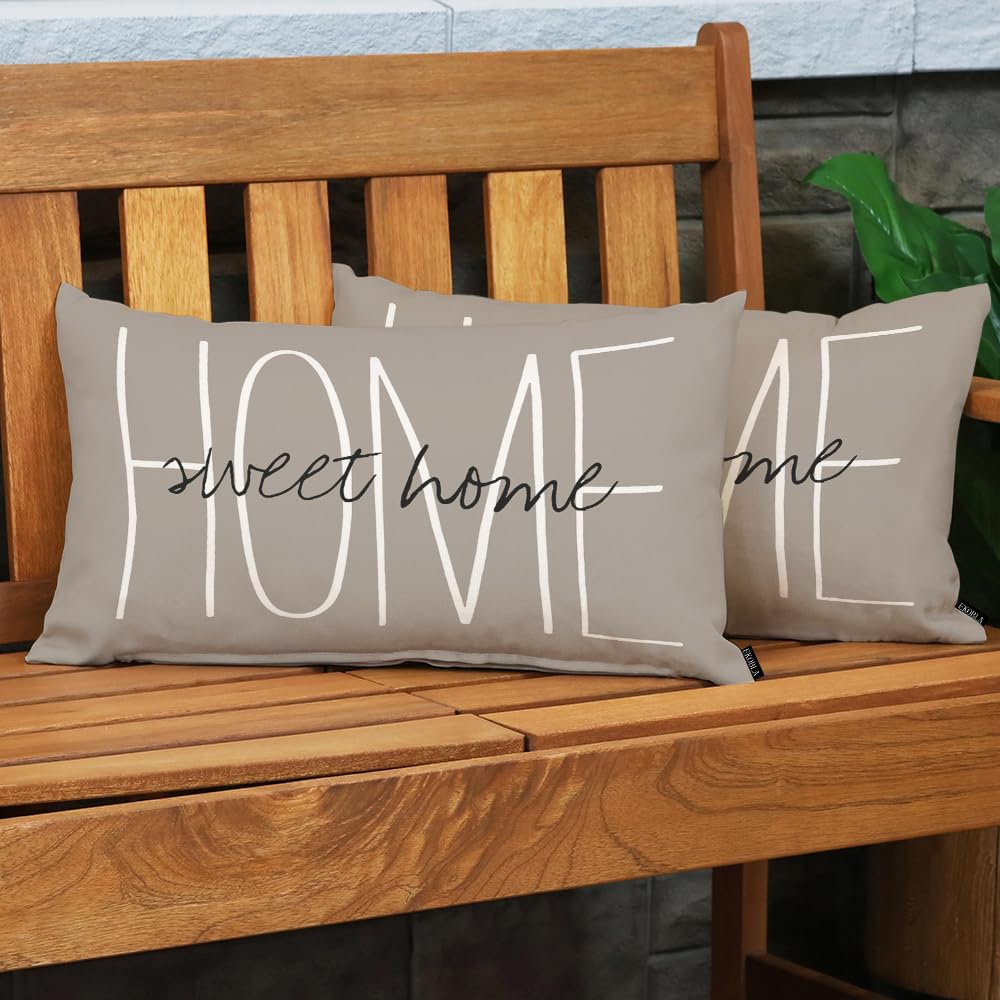 EKOBLA Decorative Pillow Cover Home Sweet Rustic Chic Quote Farmhouse Rectangle Cushion Cover Pillowcases Cotton Linen Cushion Cover 12x20 Inches