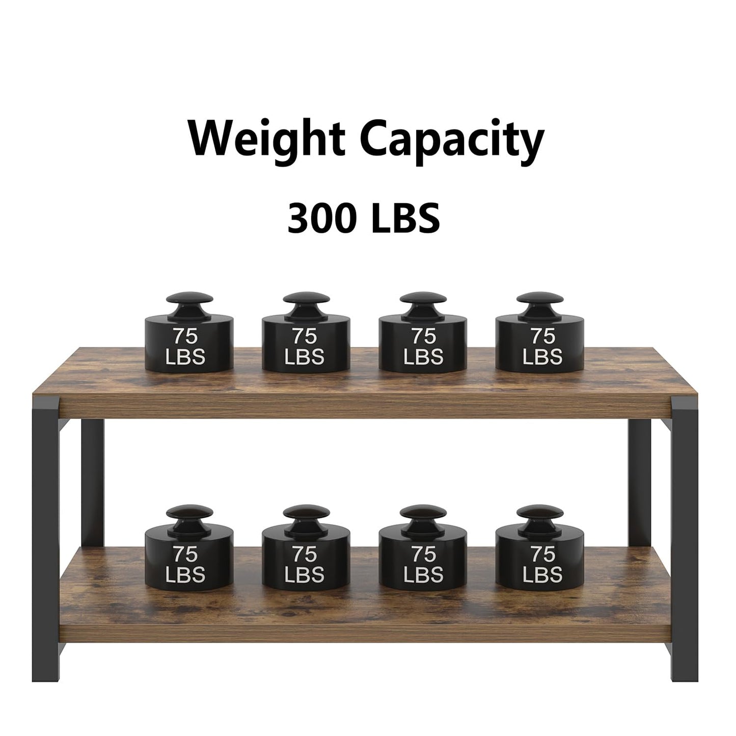 EXCEFUR Modern Coffee Table, Industrial Wood and Metal Center Table, Cocktail Tea Tables for Living Room, Rustic Brown