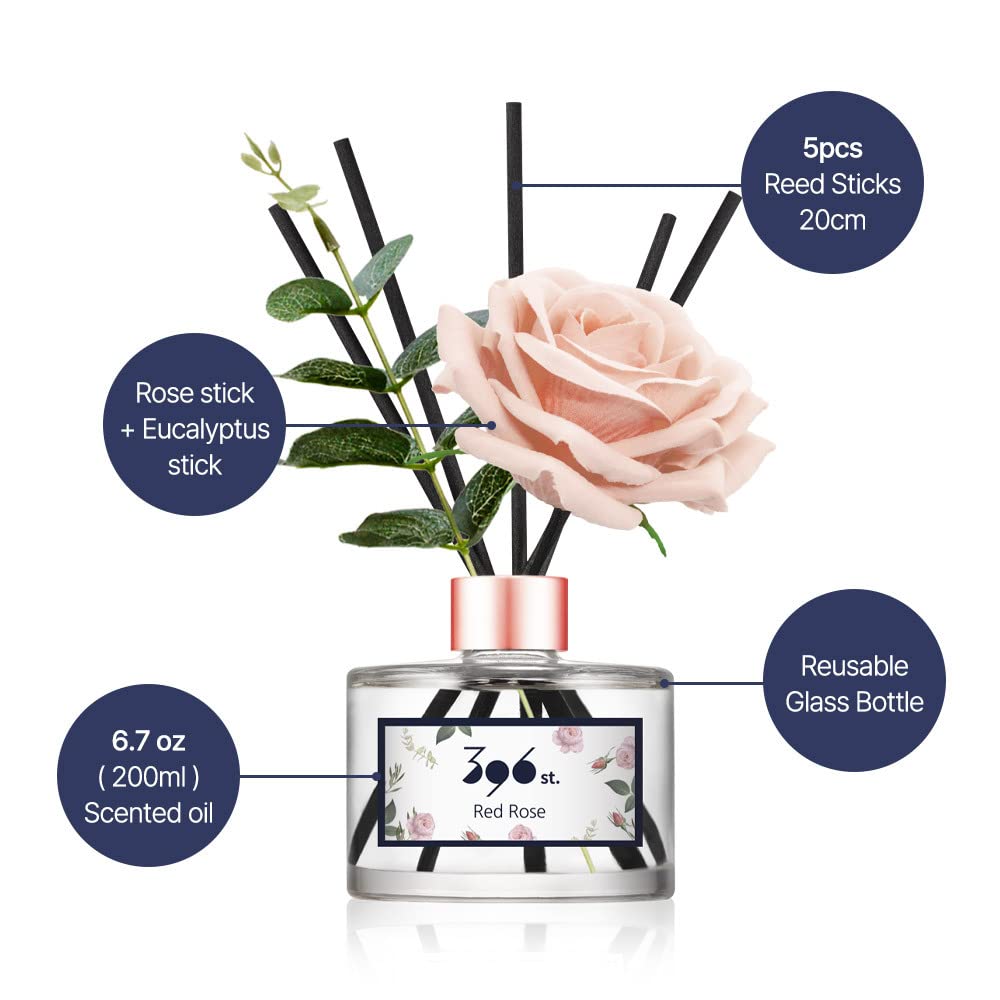 396 st. Rose Flower Reed Diffuser, Red Rose(Also Known as Rose Perfume), 200ml(6.7oz) / Reed Diffuser Sets, Scentsy Home Fragrance, Scented Oils, Home & Bathroom Décor