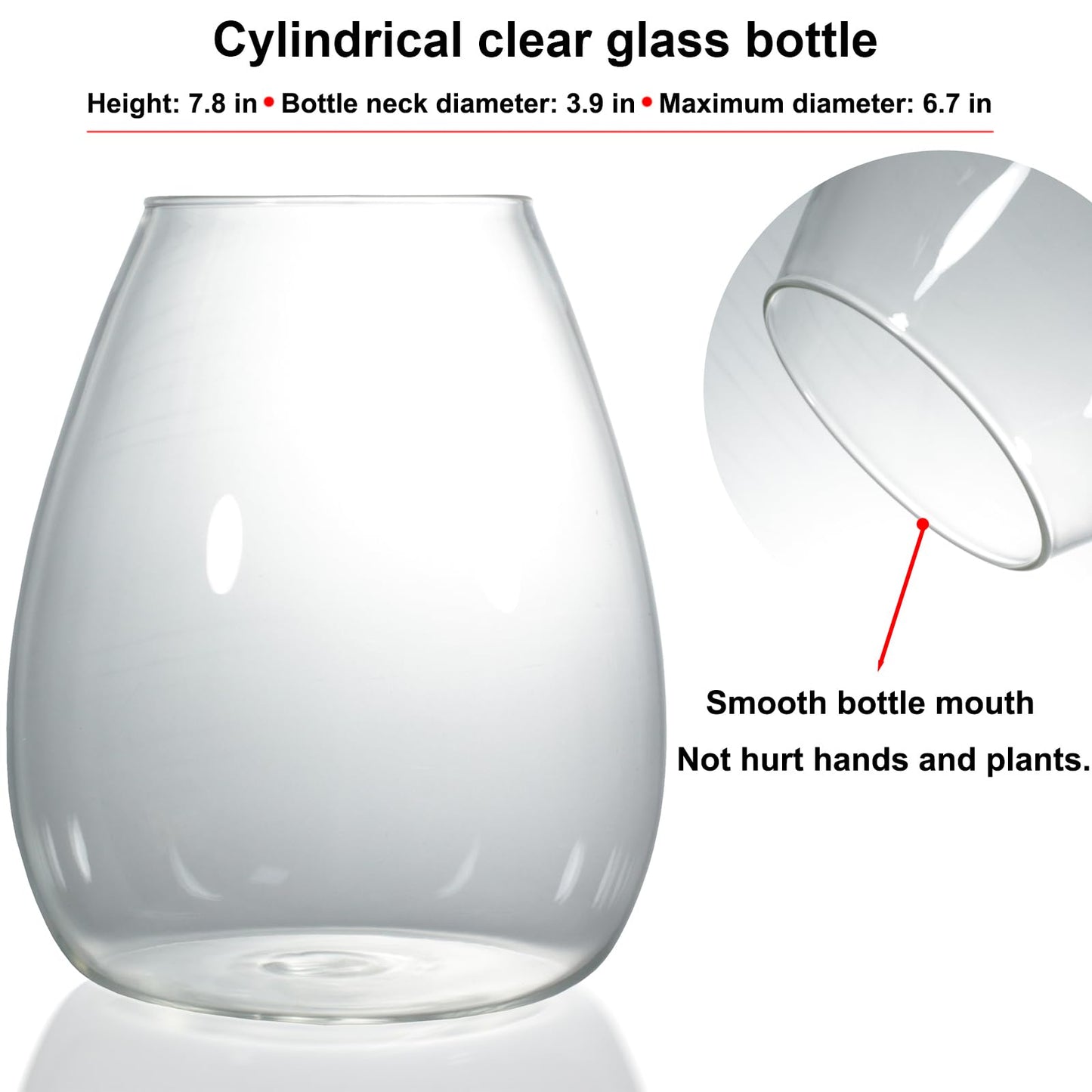 Desktop Glass Terrarium with Grow Light (H:7.8" D:6.7"), for Succulent, Moss, Miniature Gardening Landscape, Betta Fish Tank, Indoor Plant Growth, Office Home Decoration, Plant Lovers Gifts