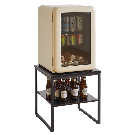 Aibiju Adjustable Storage Shelf 20 inch, Square Tea Table, Dorm Fridge Stand, Large Printer Stand for Office Black YD-TM153B