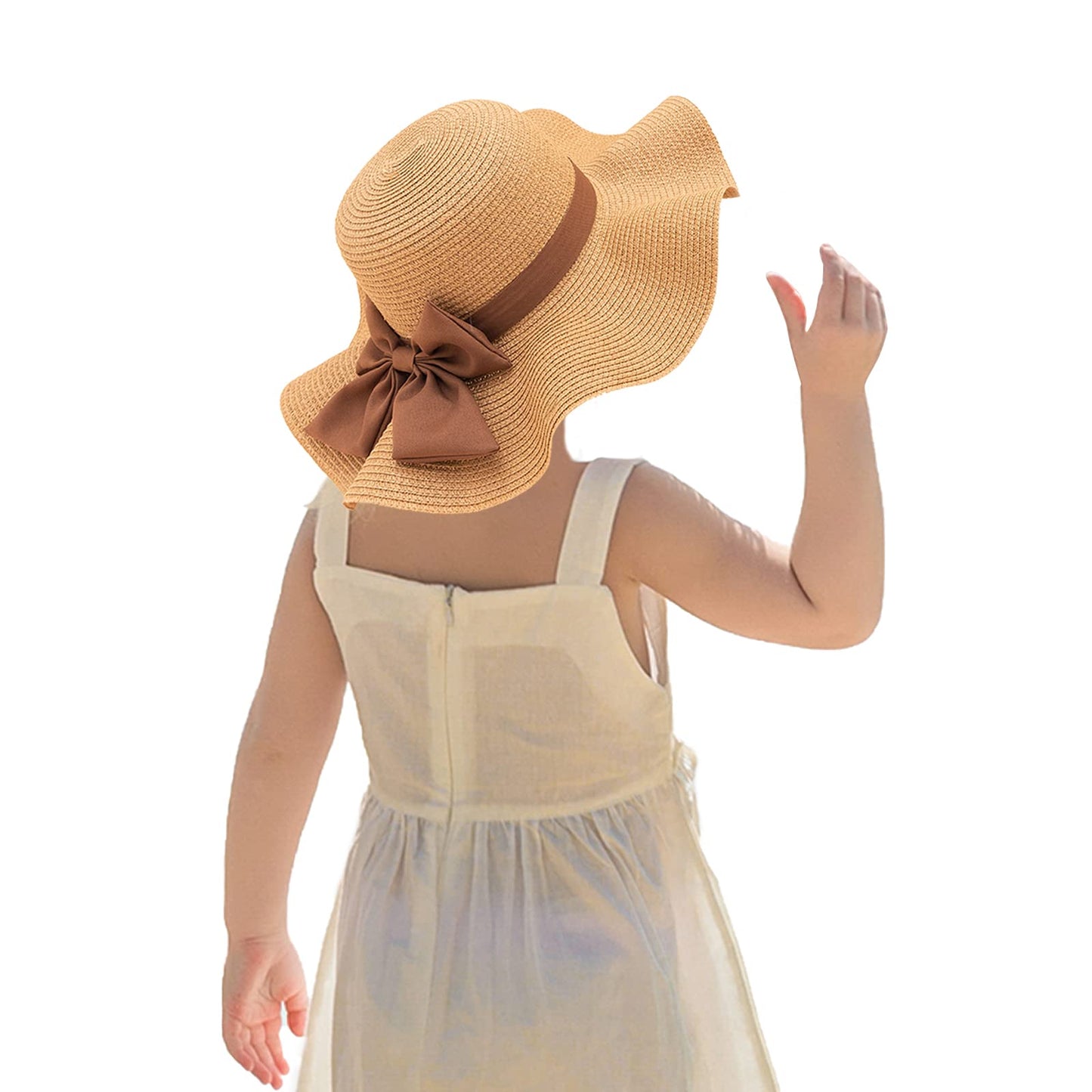 Kunyeah Kids Girl Summer Straw Hat Foldable Wide Brim Cap Sun Visor Hats Sun Protection Beach Hats Bowknot Floppy Cap