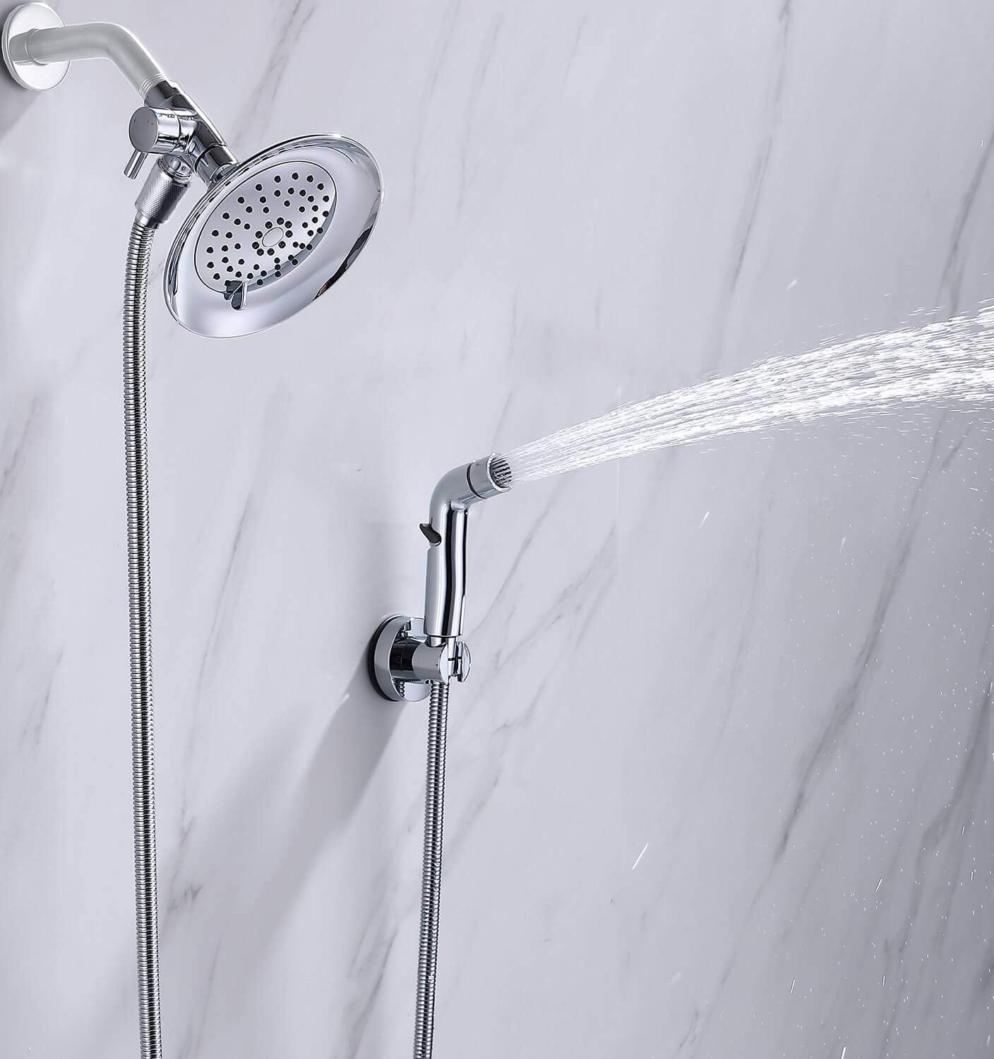 G-Promise Dog Shower Sprayer Attachment for Fast and Clean Pet Showering, Multifunctional Shower, Metal Diverter, 100 Inch Extra Long Hose, No Drill Hook, Dog Washing-Bathroom (Chrome)