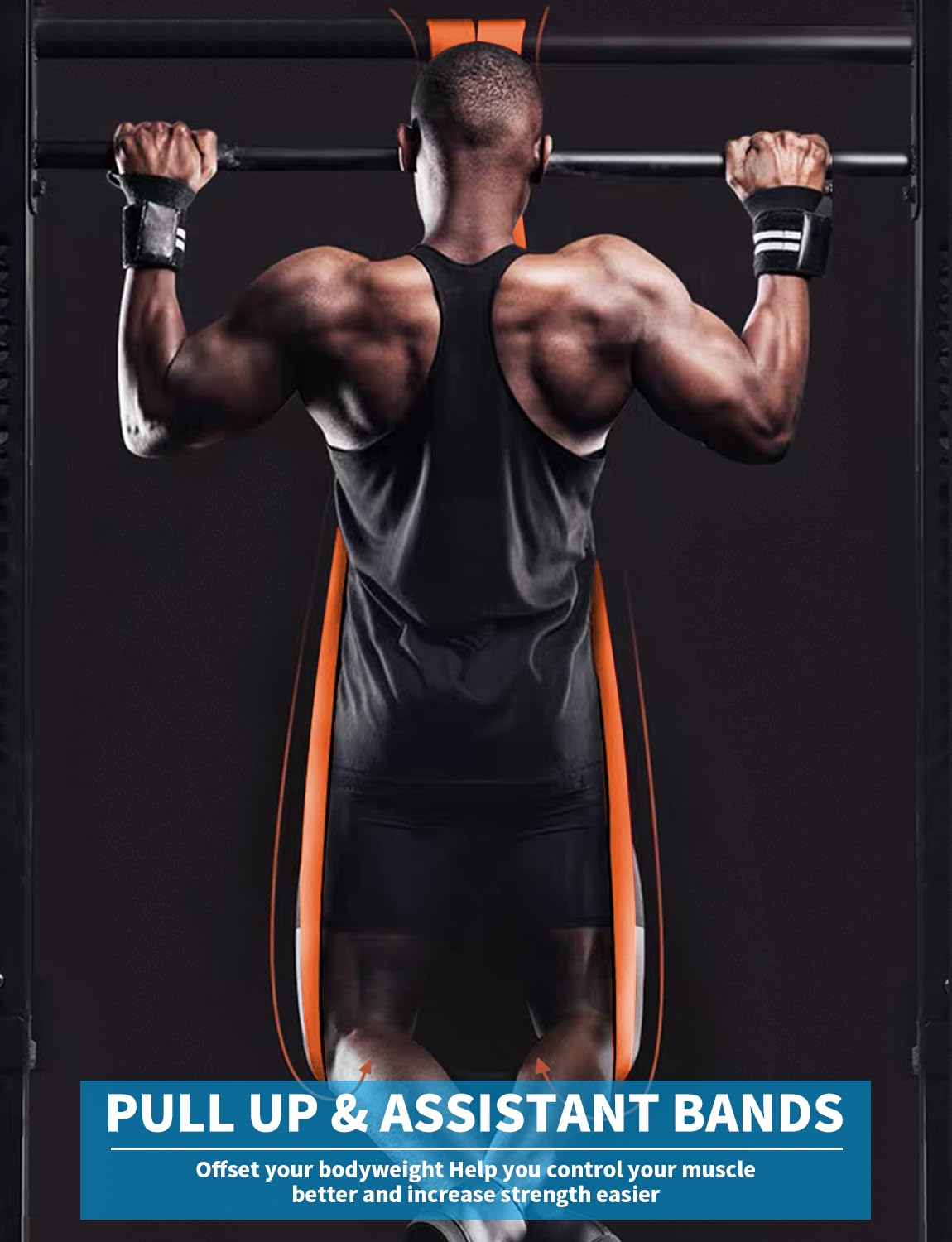 Pull Up Bands, Resistance Bands, Pull Up Assistance Bands Set for Men & Women, Exercise Workout Bands for Working Out, Body Stretching, Physical Therapy, Muscle Training - Orange