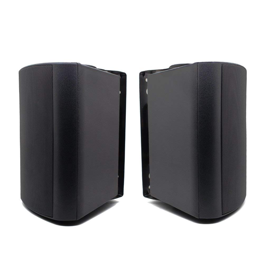 Herdio 5.25 Inch Indoor Outdoor Bluetooth Speakers Patio Waterproof Wired Wall Mount System 300 Watts (Black)