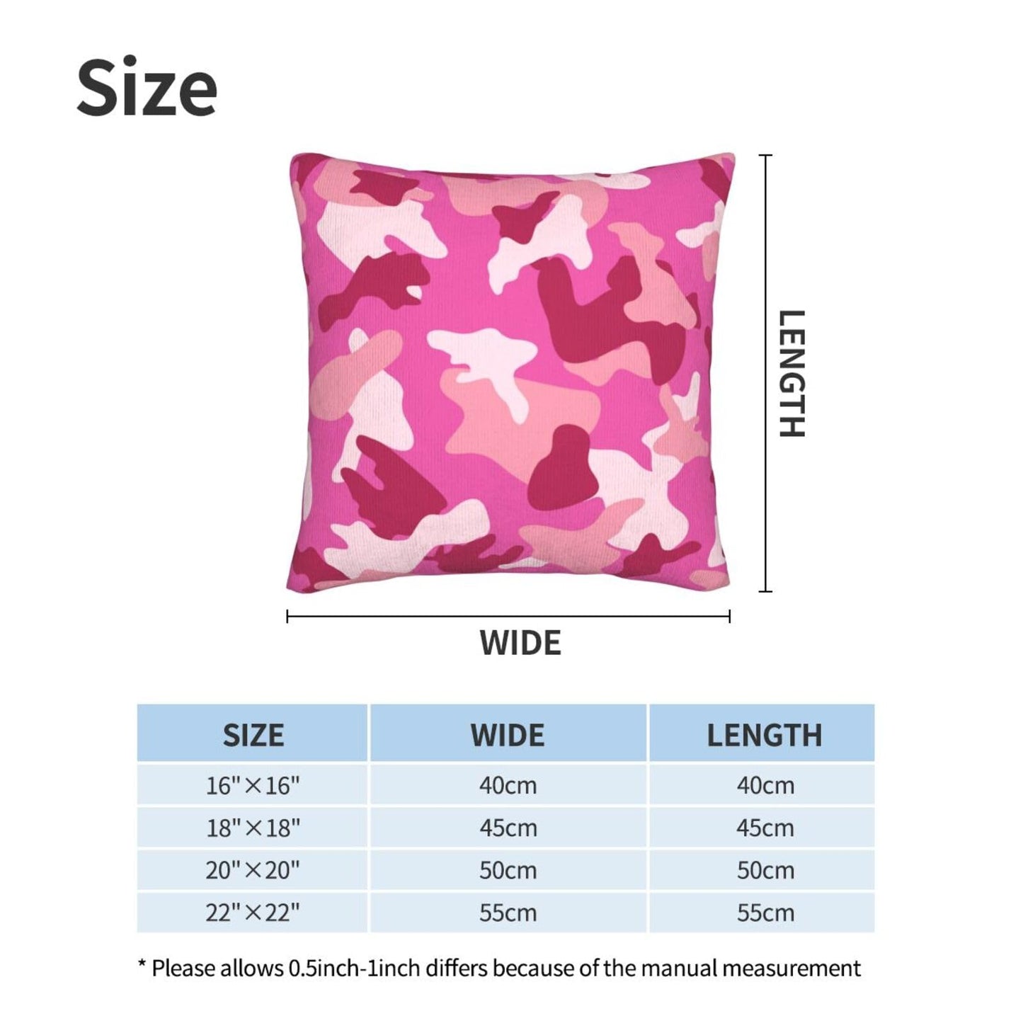 Perinsto Military Camouflage Pink Throw Pillow Covers Set of 2 Army Camo Decorative Pillowcases Soft Cushion Covers for Sofa Couch Bed Home Decor, 18"X18"