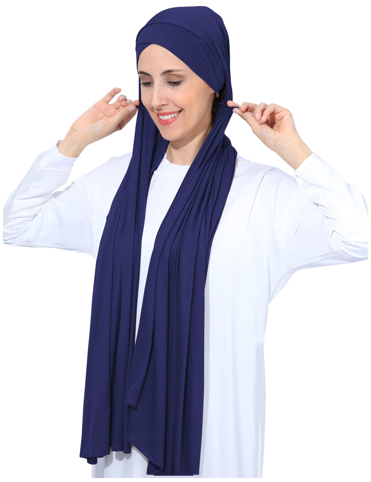 Instant Jersey Cotton Hijab Scarf for Women, Non-See Through Tieback Muslim Head Scarf