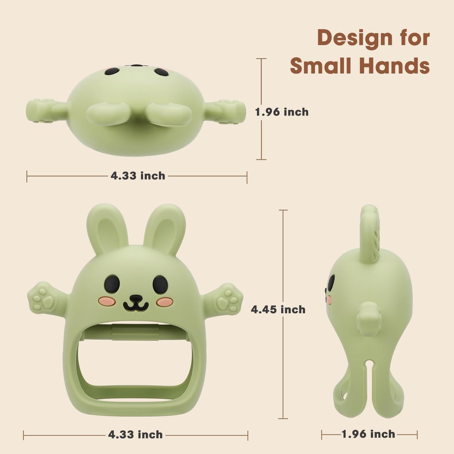 2 Pack Baby Teething Toy for 3-6 6-12 Months, Silicone Bunny Teething Mitten, Anti Drop Wrist Hand Baby Teethers 0 3 6 9 12 Months for Babies Sucking Needs (Light Pink & Green)