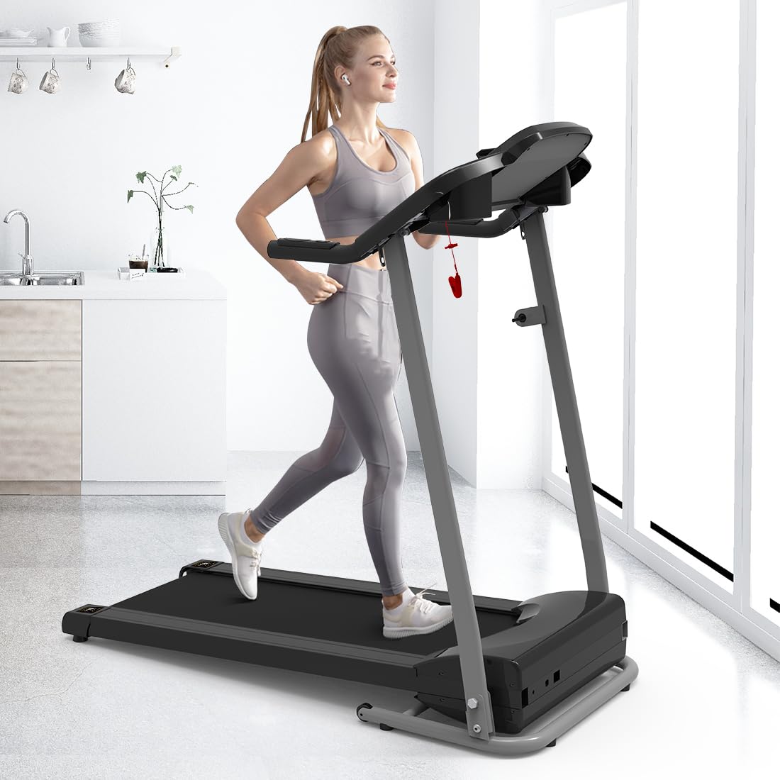 Vinnts Treadmill with Incline for Home 265 lbs Weight Capacity, Foldable with 3 Levels Incline, 0.5-7.5mph, 2.5HP Quite Portable Treadmill for Home and Office Small Space, Black