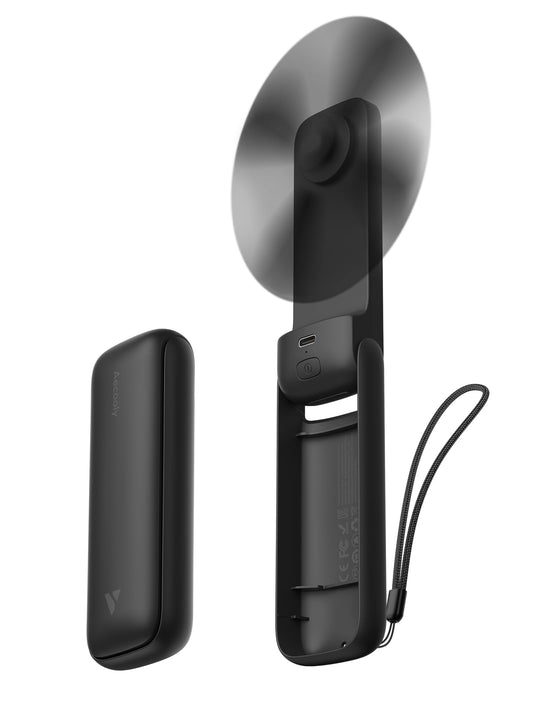 Aecooly Slim Portable Fan, Thin Handheld Fan, USB Rechargeable Mini Personal [17H Max Cooling Time], Battery Powered Small Foldable Pocket for Travel, Summer, Gifts for Women, Girls -Beige