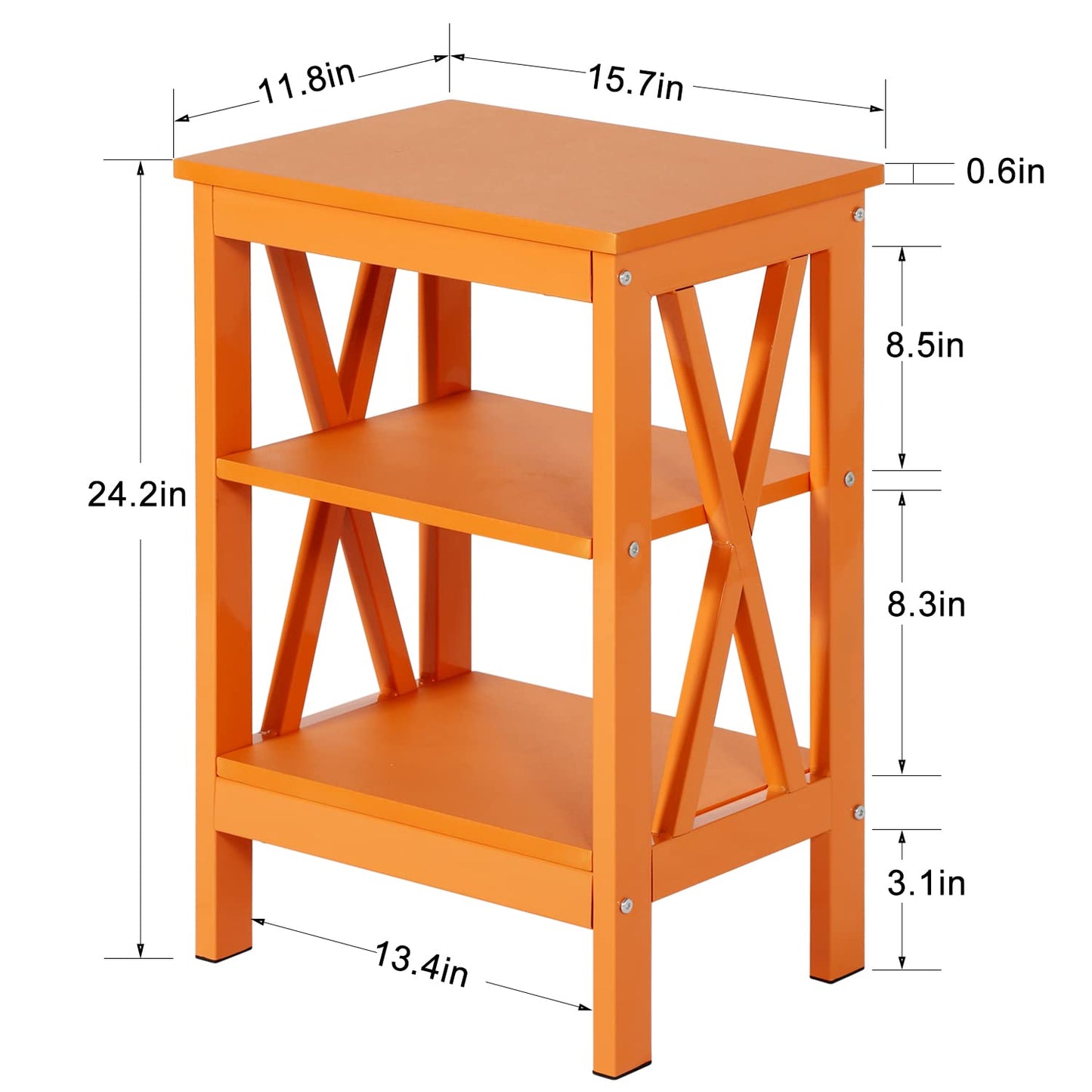 VECELO Nightstands Side/End Table with Storage Shelf Nightstands for Children's Room Living Room Bedroom, Orange