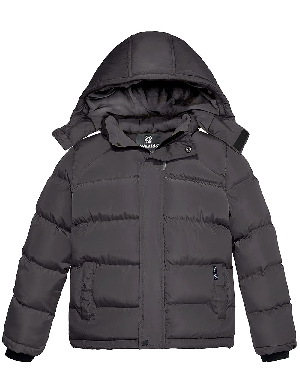 wantdo Boy's Waterproof Winter Jacket Hooded Puffer Coats Jackets Dark Gray Size 8