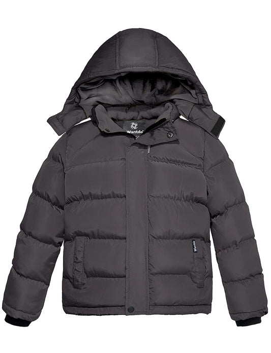 wantdo Boy's Waterproof Winter Jacket Hooded Puffer Coats Jackets Dark Gray Size 8