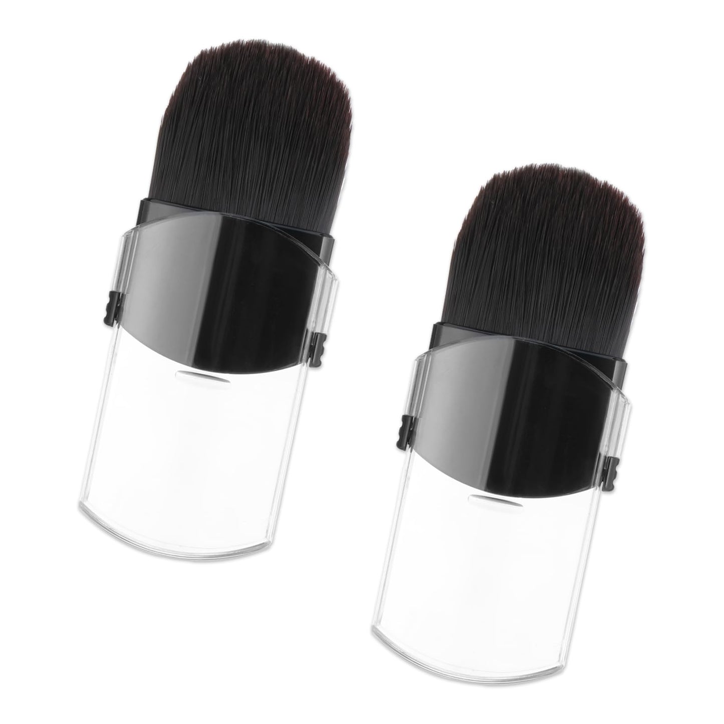 2 Pcs Retractable Makeup Brush, Mini Blush Brush Portable Travel Size Makeup Brushes with Cover for Blending Bronzer Blush Cosmetics
