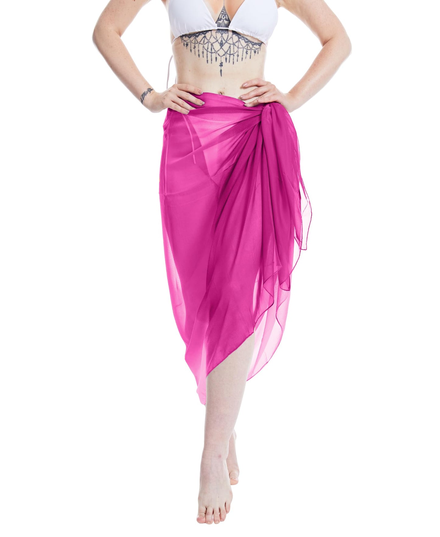 MissShorthair Womens Chiffon Beach Pareos Sarong Sheer Swimsuit Cover Ups Swimwear Bikini Wrap