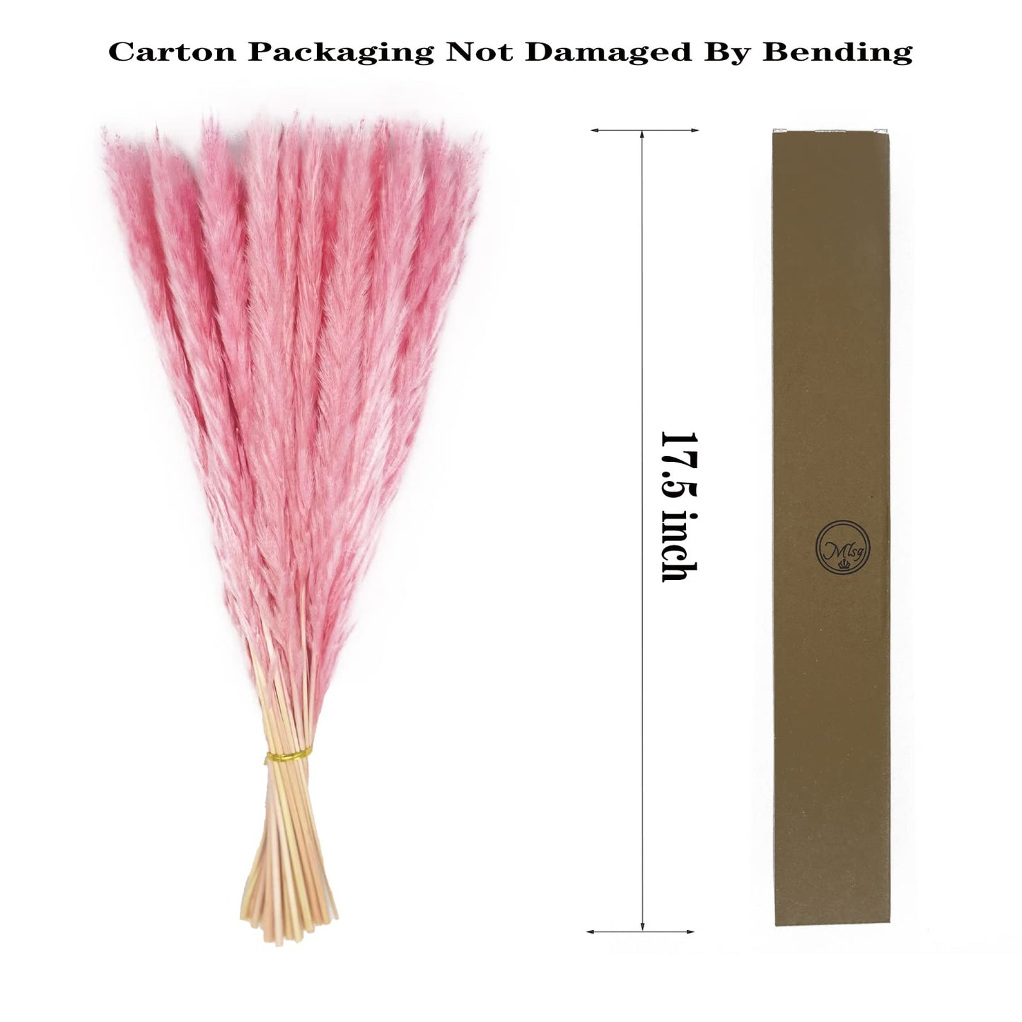 MLSG 60 Stems Pampas Grass 17.5",Natural Dry Flowers Small Pampas Grass Branches for Vase Flower Arrangement Wedding Kitchen Home Decor（Pink）