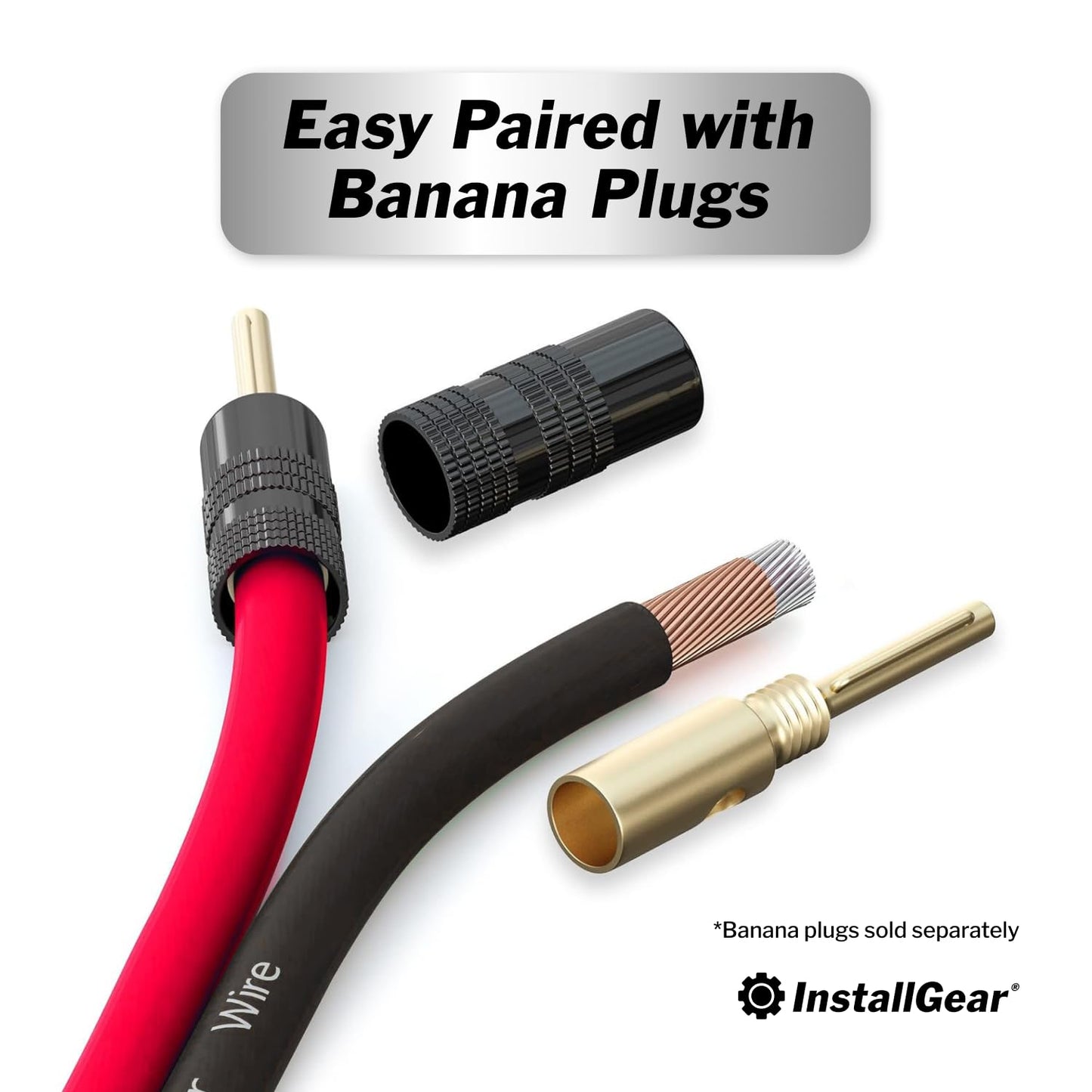 InstallGear 16 Gauge Speaker Cable - 100 ft True Spec Soft Touch Audio Wire for Car Stereos, Home Theater, Surround Sound - Flexible 16 AWG Speaker Wire - Easy Installation - Red/Black