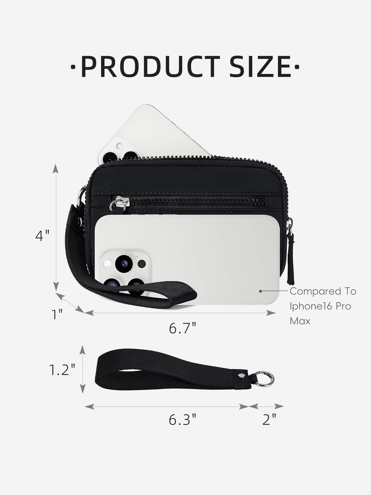 WESTBRONCO Wristlet Wallets for Women Nylon Quilted RFID Wallet with 3 Zipper Purse for Travel Credit Card Holder Phone Organizer(Black)