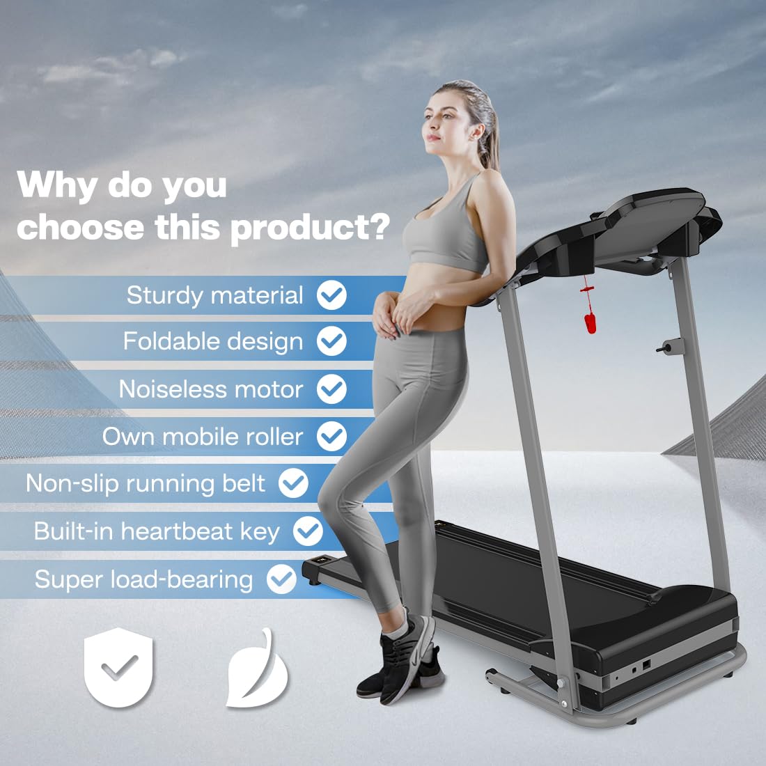 Vinnts Treadmill with Incline for Home 265 lbs Weight Capacity, Foldable with 3 Levels Incline, 0.5-7.5mph, 2.5HP Quite Portable Treadmill for Home and Office Small Space, Black