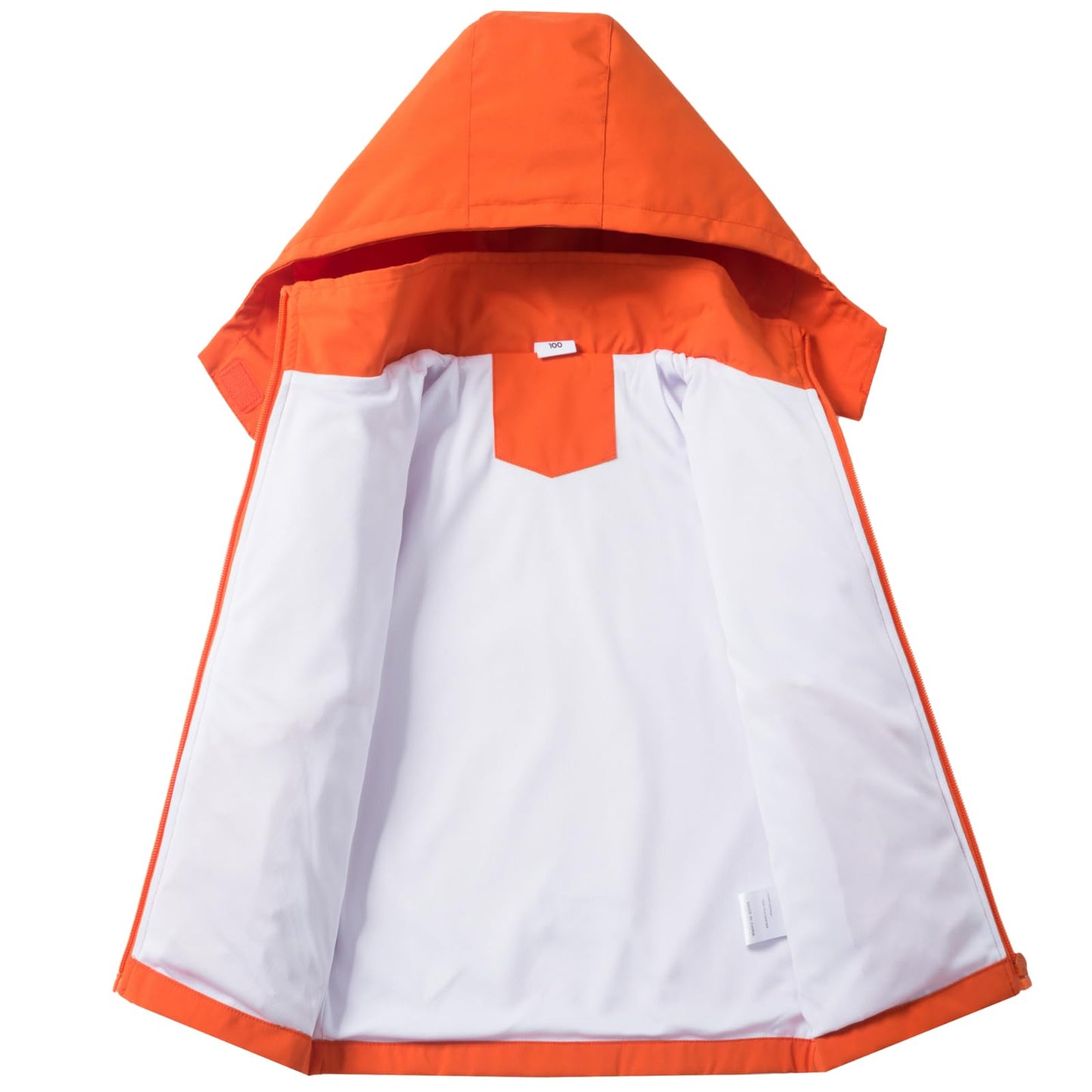 IjnUhb Kids Rain Jacket Waterproof Raincoat with Removable Hood for Boys Girls Orange 3/4