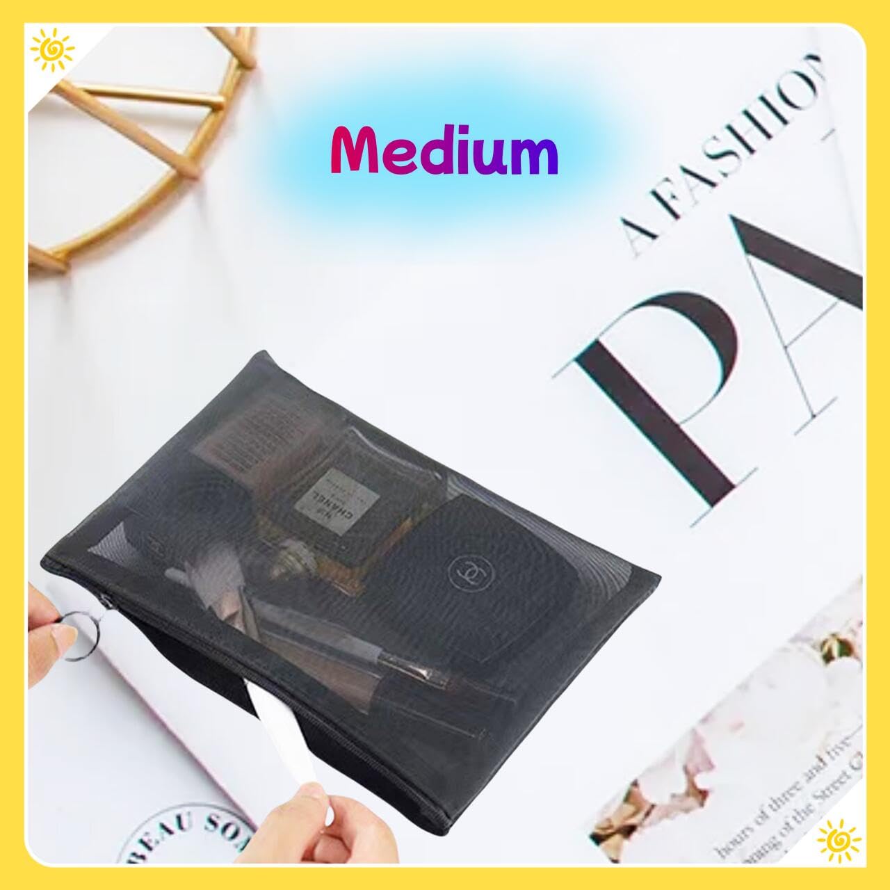 5-Pack Small Mesh Makeup Bag with Zipper for Purse, Diaper Bag Organizing Pouches, Purse Organizer Pouches for Travel Toiletry Bag