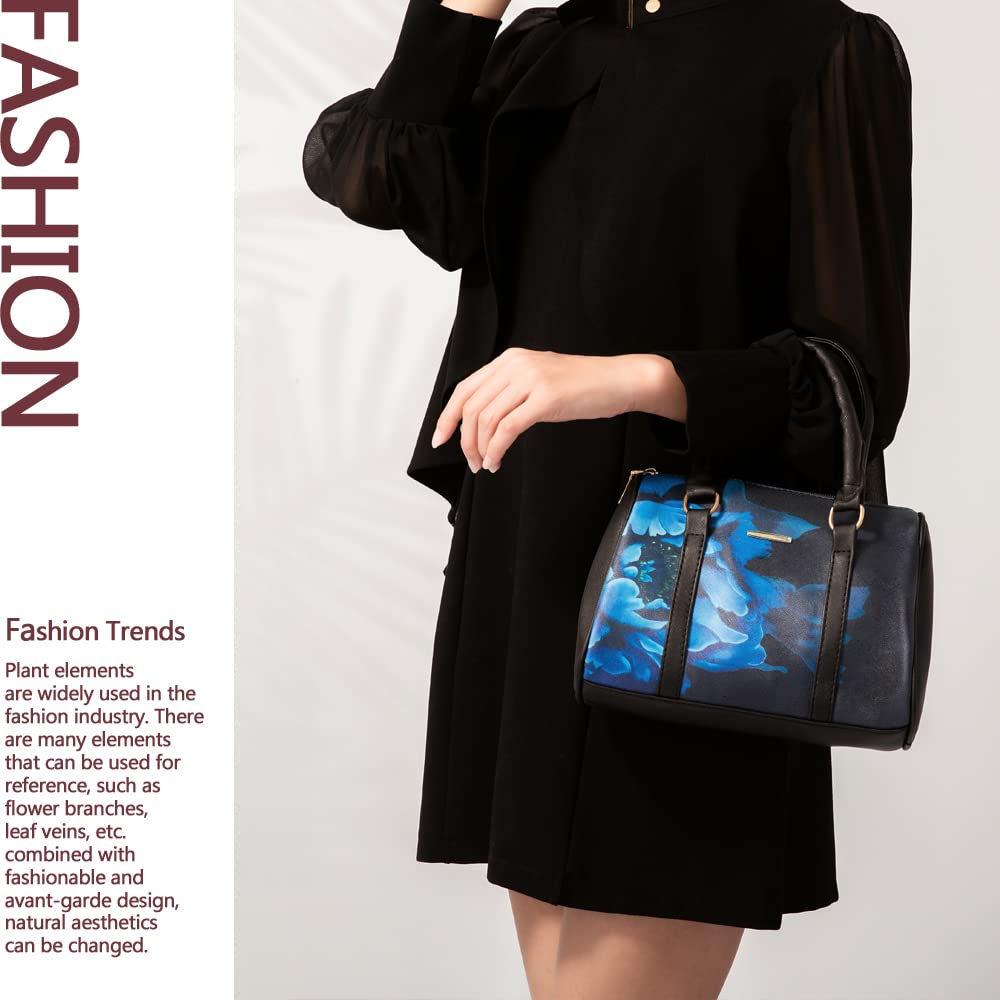 2E-youth Women Designer Purses And Handbags Set Satchel Shoulder Bags Tote Bags 6pcs Wallets (black&blue)