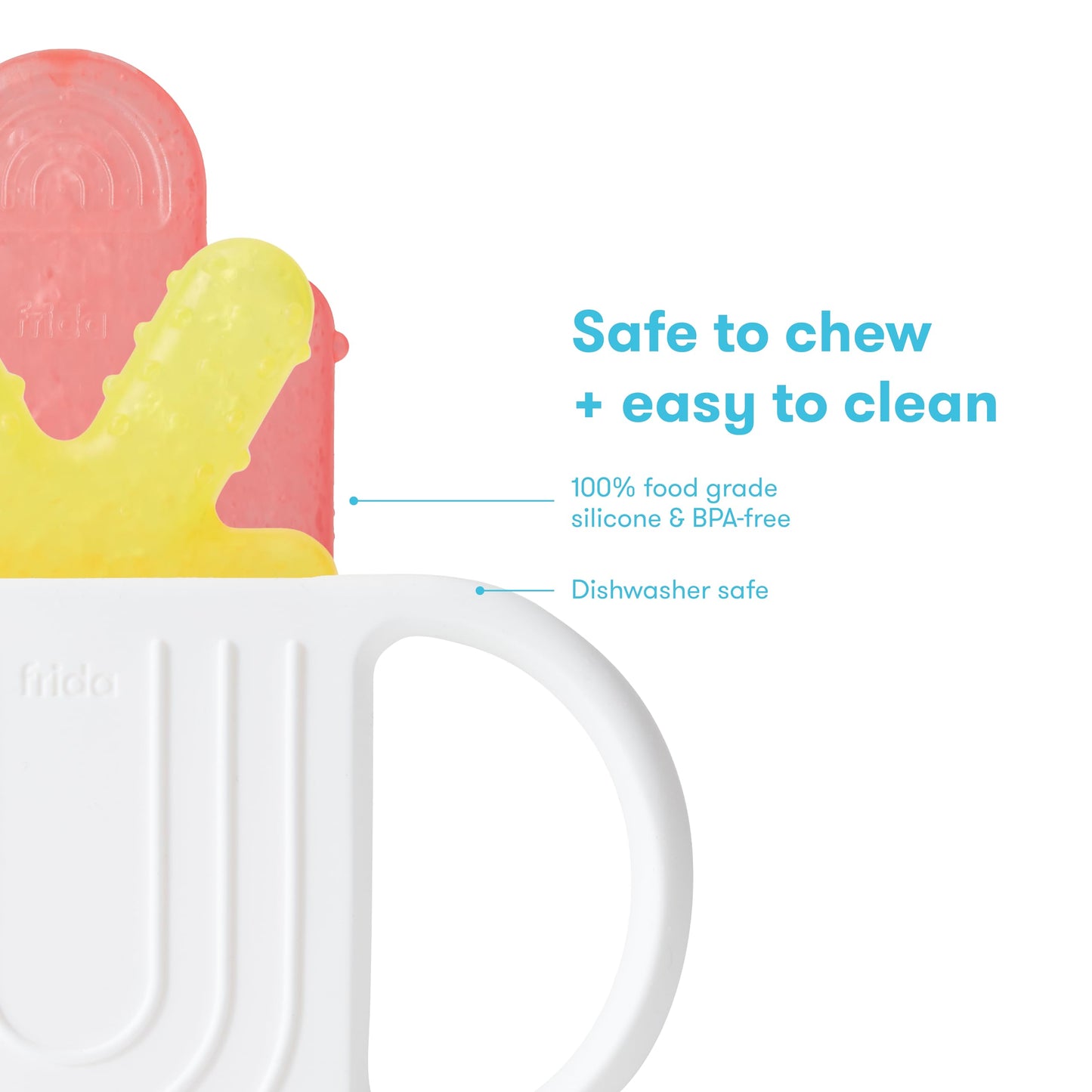 Frida Baby Silicone Teething Toys, 4-in-1 Teether for Babies & Infants, Teething Relief for 0-18 Months, Not-Too-Cold-to-Hold Baby Teether, BPA-Free