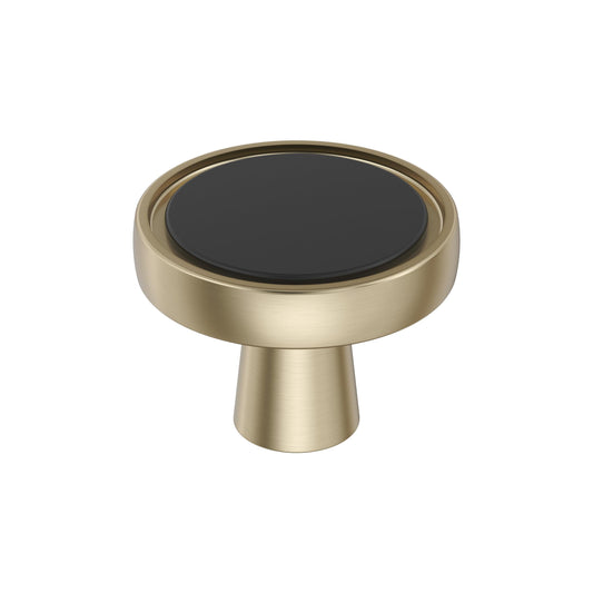 Amerock BP36857FBBBZ | Mergence 1-3/8 inch (35mm) Diameter Matte Black/Golden Champagne Cabinet Knob | Kitchen Cabinet Hardware | Furniture Hardware | Drawer Handle