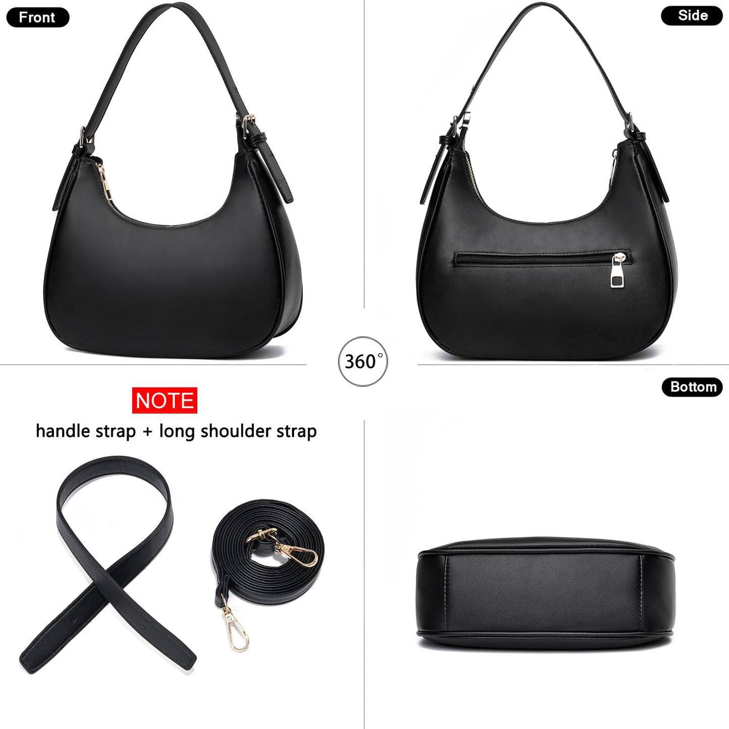 CROJUYI Small Crescent Shoulder Bags Purses for Women Retro Classic Clutch Hobo Tote Purse and Handbag Cute Crossbody Bags