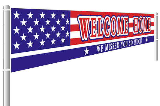 Large Welcome Home Banner, Deployment Returning Party Supplies, Military Army Homecoming Party Decorations, Sweet Home Decor (9.8 x 1.6 feet)