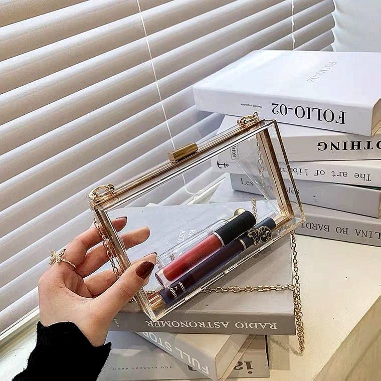 AWXZOM 2pack acrylic clutch purse, clear purse stadium approved, Crossbody Shoulder Evening Handbag, clear purse concert approved, clear box purse ita purse its bag