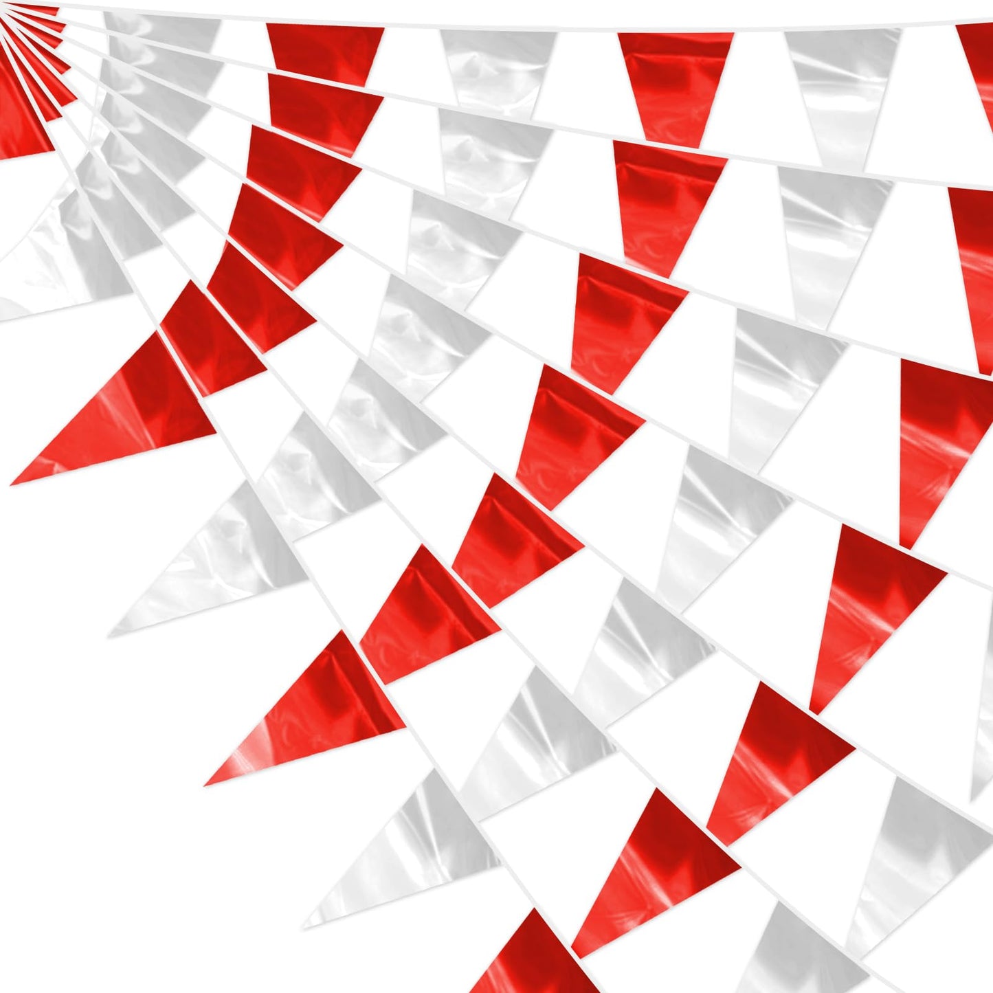 32.8FT Red Silver Glitter Triangle Pennant Banner Flag Metallic Bunting Fabric Garland for Christmas Graduation Wedding Engagement Anniversary Bachelorette Bridal Shower Valentine's Party Decor