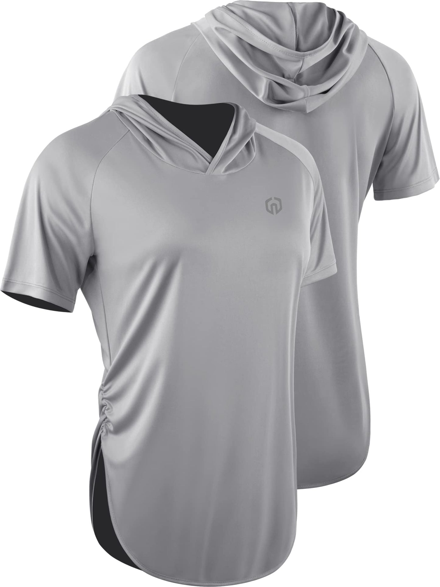 NELEUS Women's 3 Pack Running Shirt Sun Protection Workout Athletic Shirt with Hoods,8104,Pink/Grey/Purple,XL