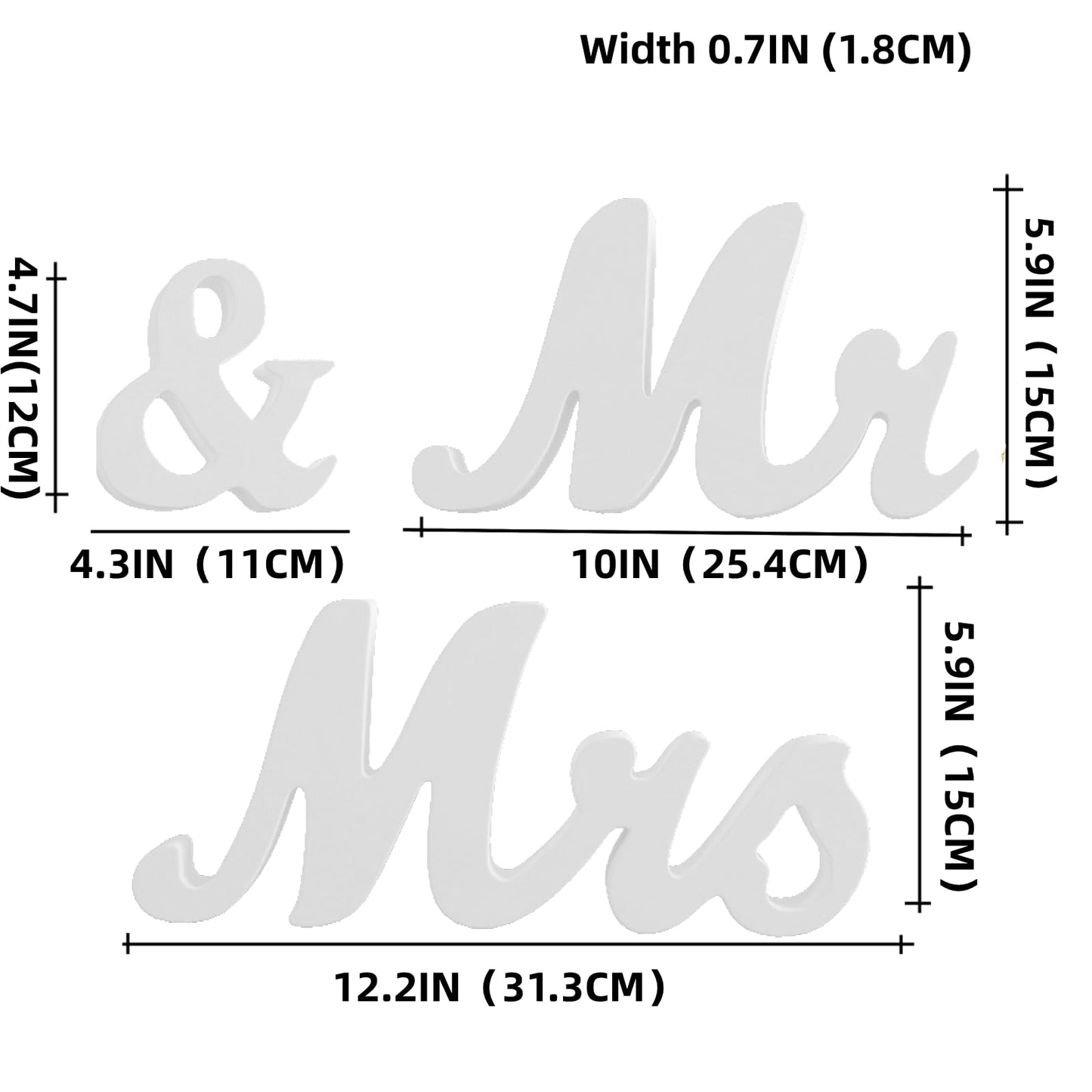 VIOPVERY Mr and Mrs Sign for Wedding Table,Large White Mr and Mrs Sign,Wooden Letters,Mr & Miss Sign with Just Married Banner Wedding Decorations for Anniversary