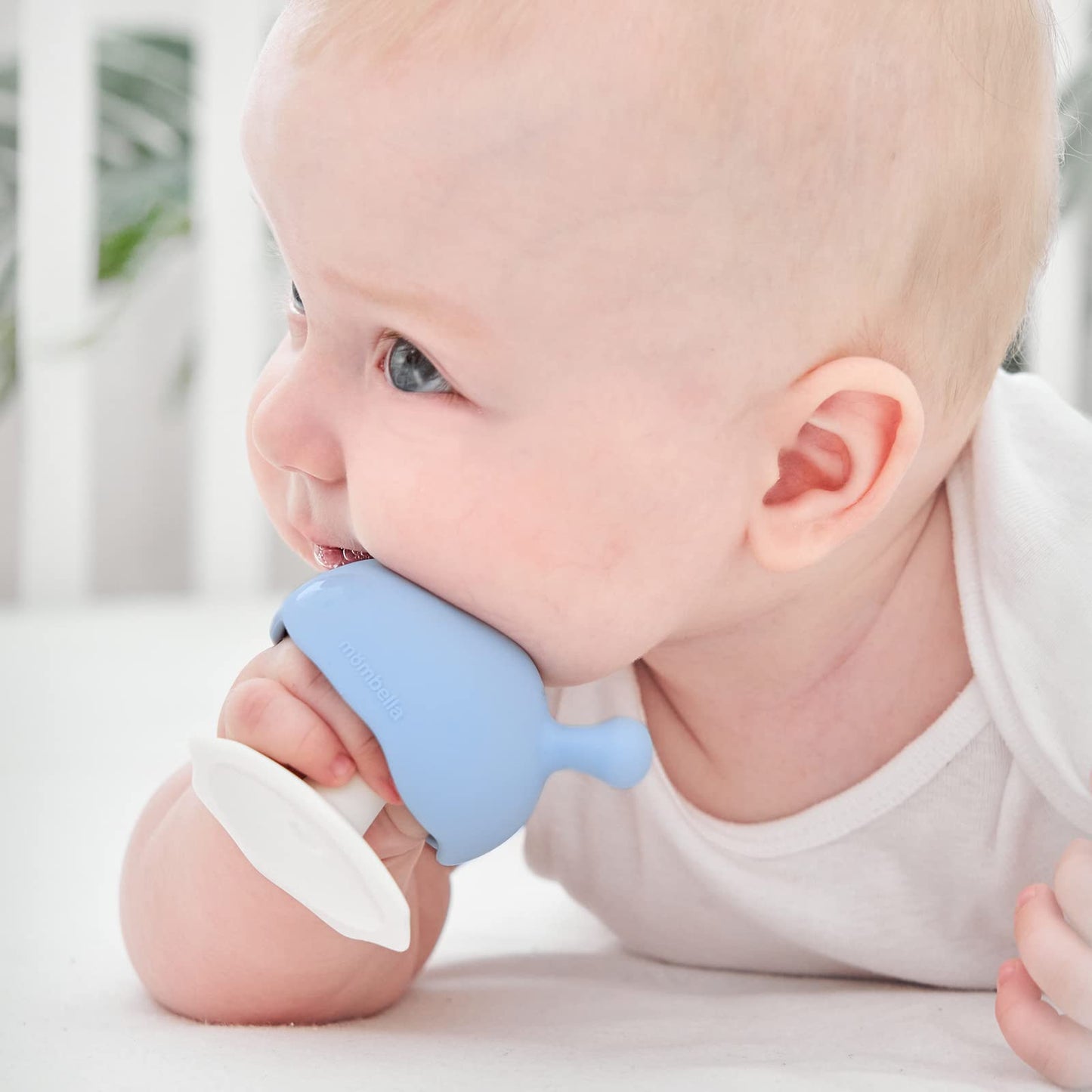 Baby Teething Toys for 3-12 Months+,Silicone Mombella Baby Teether with Suction Base,Soft & Easy to Grasp for Teething Relief,Safe & Comfortable Teether Toys for Sucking Needs,BPA Free,0011 (Blue)