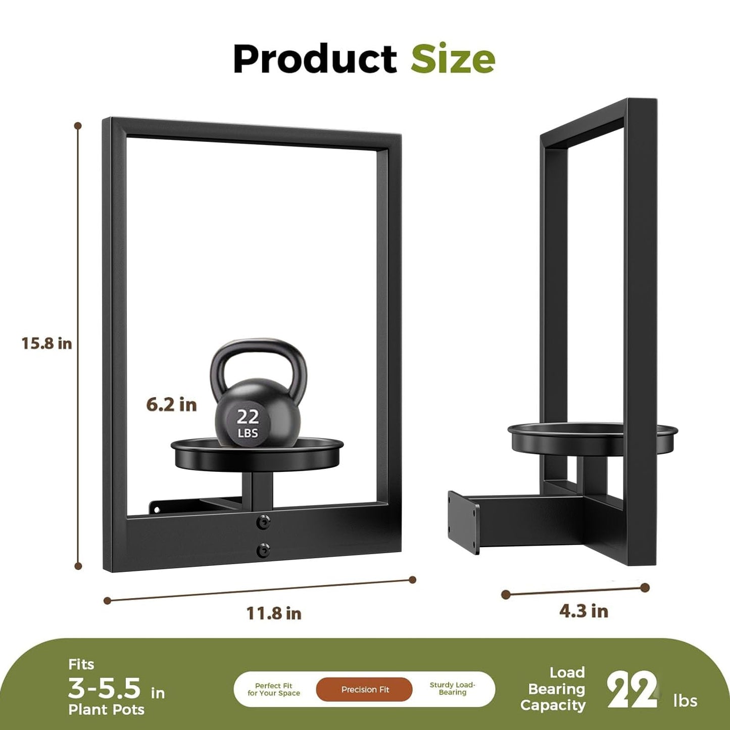 2-Pack Picture Frame Wall Plant Holder, Window Plant Shelves, Metal Wall Hanging Planters for Indoor Plants, Hanger Outdoor Plant Holder, Home Decor Display Stand for Living Room Balcony Garden Patio