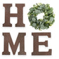 Wood Home Sign with Artificial Eucalyptus Wreath for O, Hanging Farmhouse Wall House Decor Wood Letters for Wall Art Rustic Home Decor, Wall Decor for Living Room Kitchen Entryway (Black)
