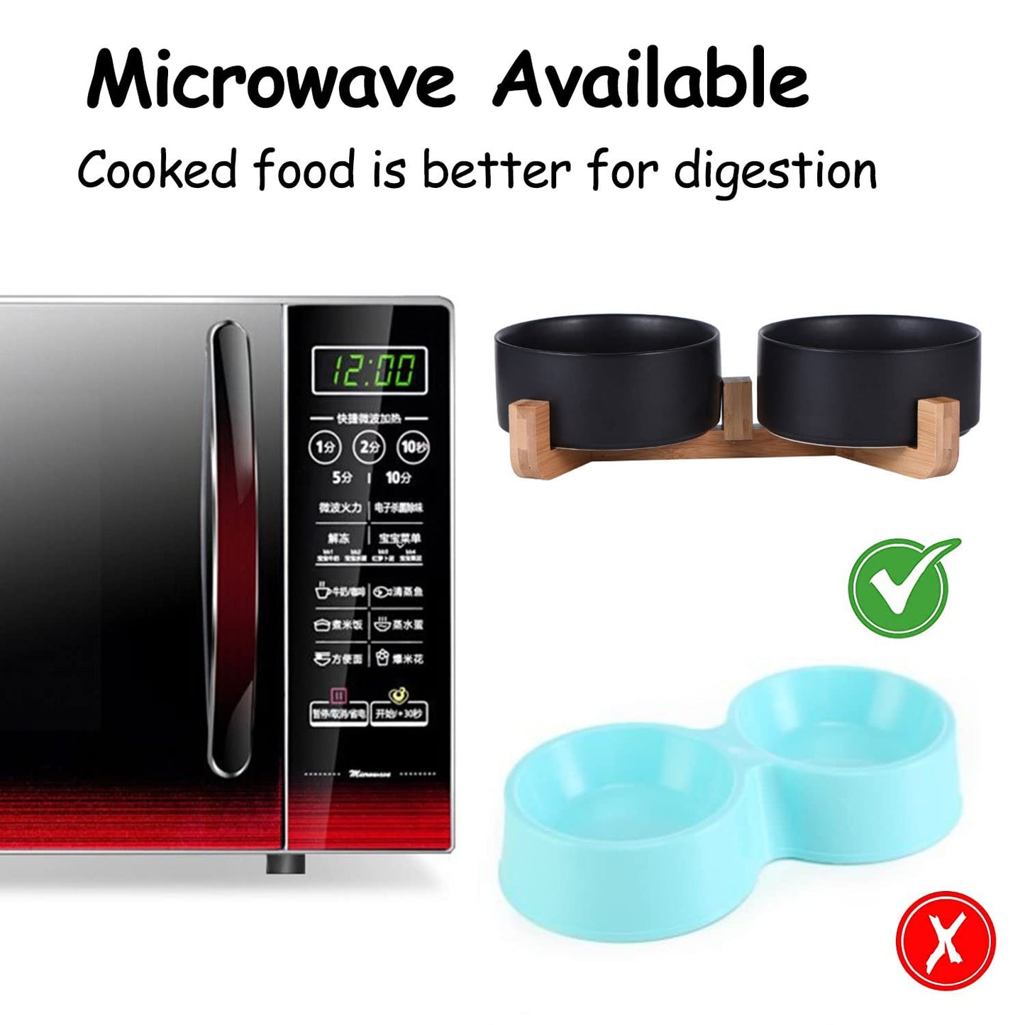 Petygooing Ceramic Dog Cat Bowls Set with Stand,Black Pet Food and Water Bowl,Small Dog Bowls Cute Modern Anti Slip Set of 2 Pet Feeder Small Size Pet Dish(13.5OZ/5.1 in)