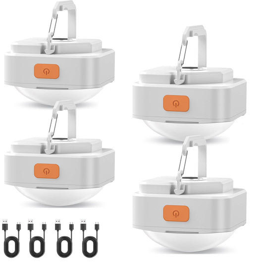Rechargeable Camping Lights FLY2SKY 4Pcs White Tent Lights Mini Flashlight Portable LED Camping Lantern Survival Gear Camping Accessories for Hiking Backpacking Fishing Hurricane Emergency Outage