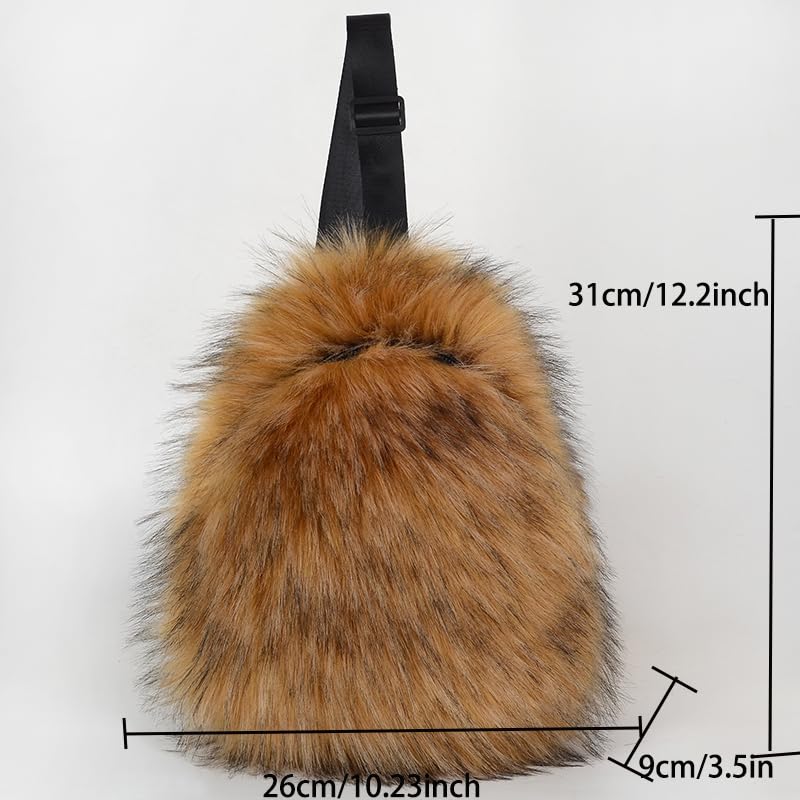 WOVOIE Sling Bag for Women Crossbody Chest Bag Cute Purse Fuzzy Fur Bag Ideal for Outdoor Hiking Trips (brown)