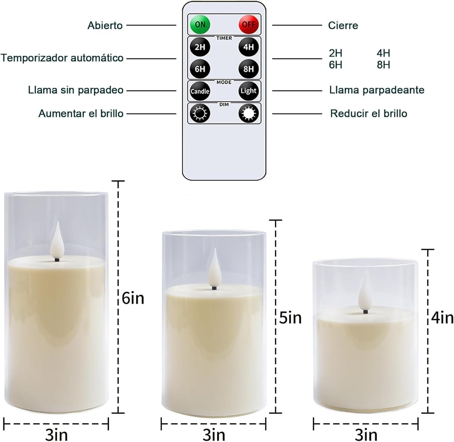 SORALEK Rechargeable Flameless Candles with Remote Control, Clear LED Pillar Candles, Battery Powered with Timer Function, Safe for Home, Wedding, Christmas, Halloween Decorations (3 Pieces)