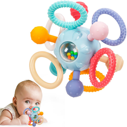 Montessori Teething Toys for Babies 0-6 6-12 Months, Baby Teether Sensory Toys for 0 3 6 9 12 18 Months, Newborn Infant Learning Toys for 1 2 Year Old Boys Girls