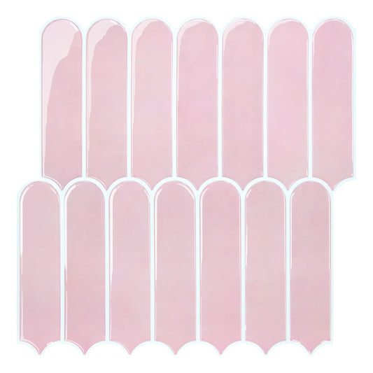 Commomy Thicker Pink Peel and Stick Backsplash - 10 pcs of 12" x 12" - 3D Adhesive Peel and Stick Tiles Backsplash for Kitchen, Bathroom, Removable, Waterproof, Vinyl Wall Tile