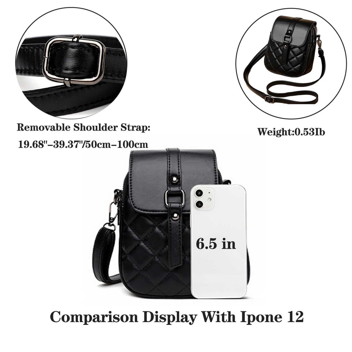 Cross-body bags for women Womens Purses Phone Purse Minimalist Purses Ladies BagSingle-shoulder Crossbody Handbag ((Black)