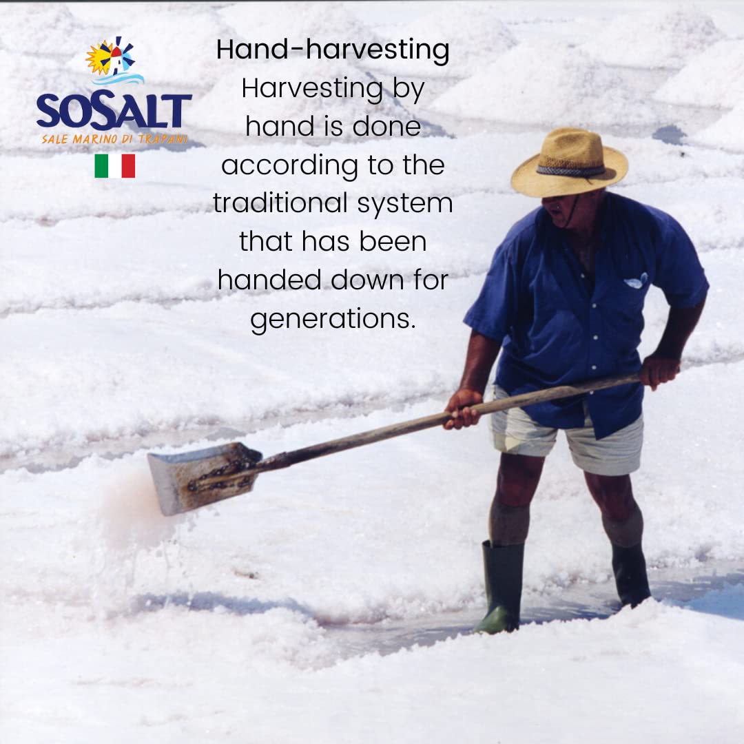 SOSALT DAL MARE DI TRAPANI Fine Sea Salt from Sicily, Foodservice Bulk Bag, (10kg) 22 lb, All Natural, Mediterranean Sea Salt Bulk, Kosher